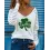 St. Patrick's Day Lucky Shamrock Print Contrast Mesh Long Sleeve Top