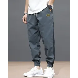 Stripe-side Loose Drawstring Cargo Pants