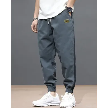 Stripe-side Loose Drawstring Cargo Pants