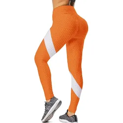 Striped Print Textured Butt Lifting Tummy Control Leggings