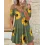 Sunflower Butterfly Print Cold Shoulder Swing Dress