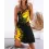 Sunflower Print Criss Cross Halter Casual Dress