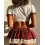 Tartan Print Contrast Lace School Girl Costume Set