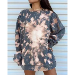 Tie Dye Print Loose Casual Sweatshirt