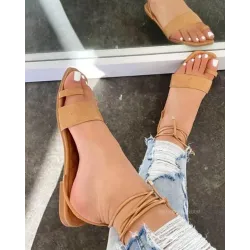 Toe Ring Square Toe Strappy Flat Sandals