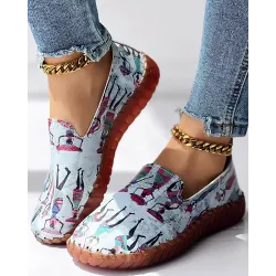 Tribal Figure Print Casual Slip-On