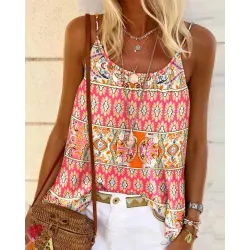 Tribal Print Flowy Cami Top