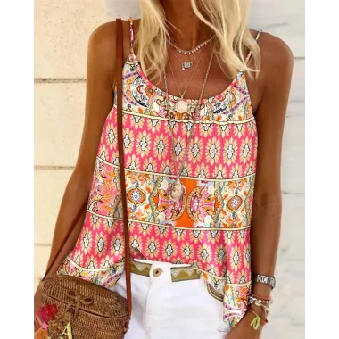 Tribal Print Flowy Cami Top