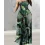 Tropical Print Bodysuit Insert Sheer Mesh Pleated Maxi Dress