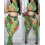 Tropical Print Geo Tape Patch Crop Top & Pants Set