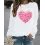 Valentine's Day Floral Heart Print Long Sleeve Top