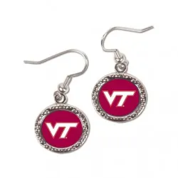 Virginia Tech Hokies Earrings Round Style - Special Order