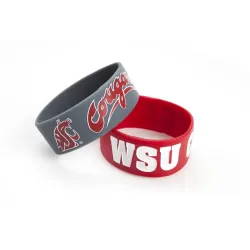 Washington State Cougars Bracelets - 2 Pack Wide - Special Order