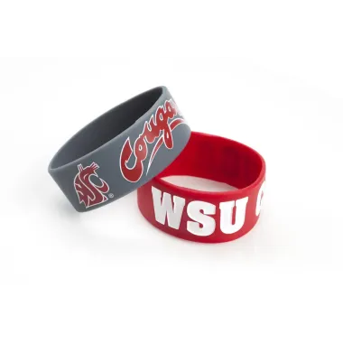 Washington State Cougars Bracelets - 2 Pack Wide - Special Order