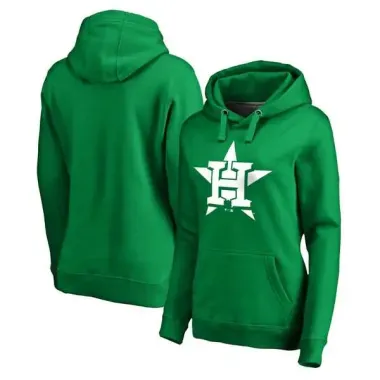 Women Houston Astros Fanatics Branded Kelly Green St. Patrick's Day White Logo Pullover Hoodie