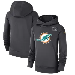 Women Miami Dolphins Anthracite Nike Crucial Catch Performance Hoodie