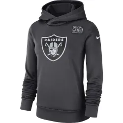 Women Oakland Raiders Anthracite Nike Crucial Catch Performance Hoodie