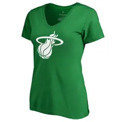 Women\'s Miami Heat Fanatics Branded Kelly Green St. Patrick\'s Day White Logo T-Shirt FengYun