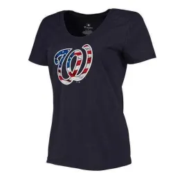 Women\'s Washington Nationals Navy Plus Sizes Banner Wave T-Shirt