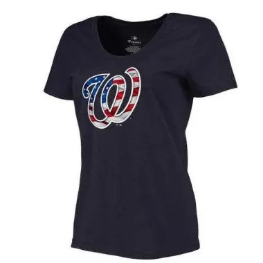 Women's Washington Nationals Navy Plus Sizes Banner Wave T-Shirt