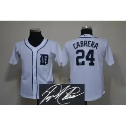 Youth Detroit Tigers #24 Miguel Cabrera White Signature Edition Jerseys