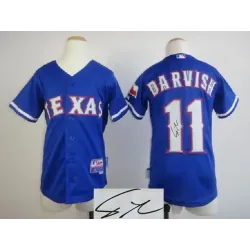 Youth Texas Rangers #11 Yu Darvish Blue Signature Edition Jerseys