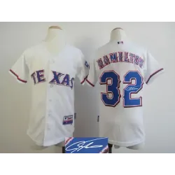 Youth Texas Rangers #32 Hamilton White Signature Edition Jerseys