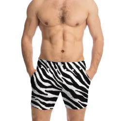 Zebra Striped Skinny High Elastic Shorts