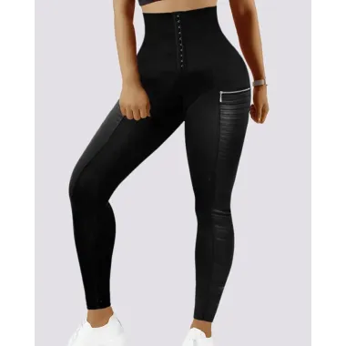 Zipper Design High Waist Tummy Control Yoga Pants